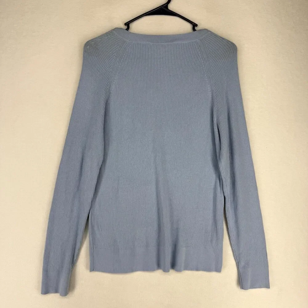 Loft Light Blue Sweater with Gold Buttons Womens Size XL NEW WITH‎ TAGS - Picture 3 of 10